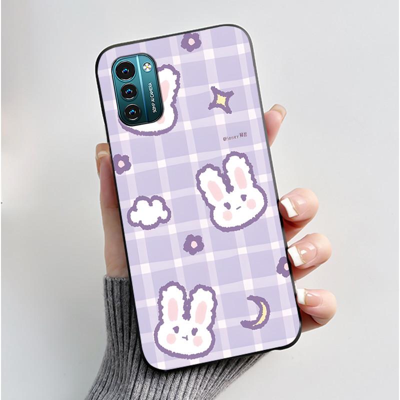For Nokia G21 G11 Plus Case Cute Love Rabbit Cartoon Black TPU Silicone Soft Cover For NokiaG21 G 11 G11Plus Bumper Phone Case