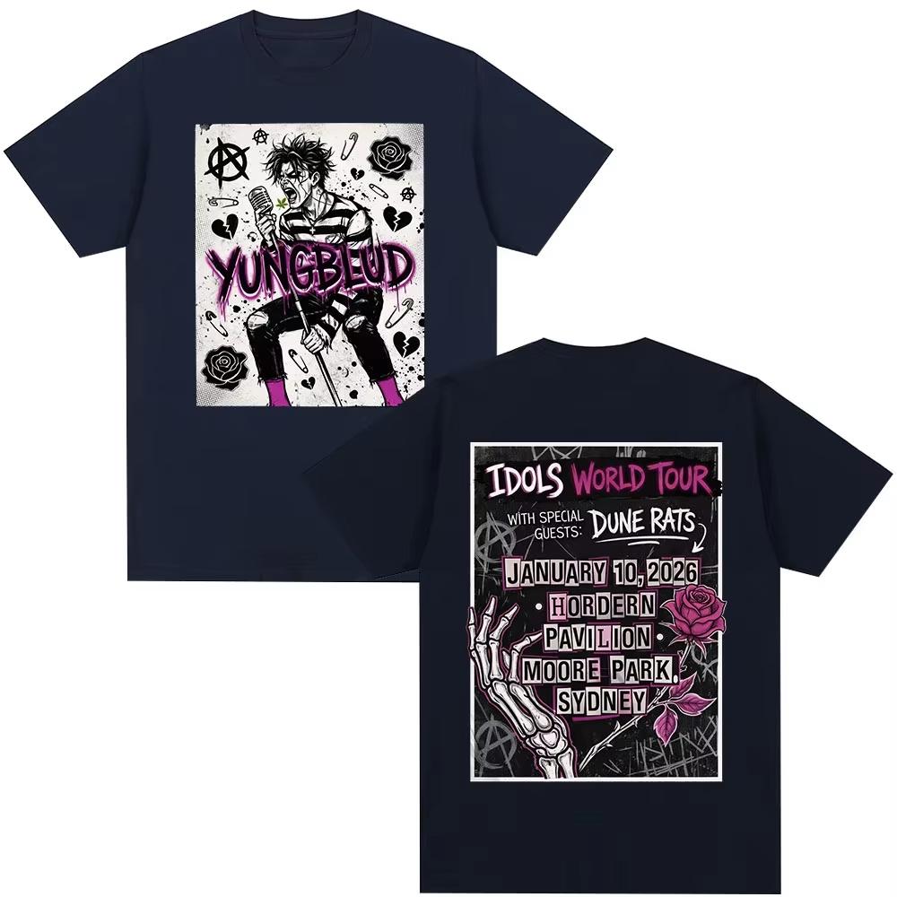 Singer Yungblud IDOLS World Tour Mens Fashion HipHop TShirt Comfortable and Breathable 2026 pure Cotton Casual TShirt