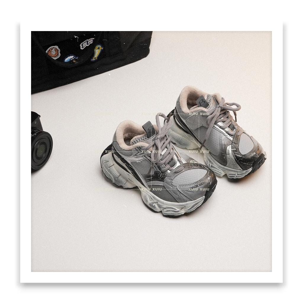 XSHX "Paris Staples" Children's Dad Sneakers Autumn and Winter Men's and Women's Velcro Parent-Child [Wenzhou Shoes]