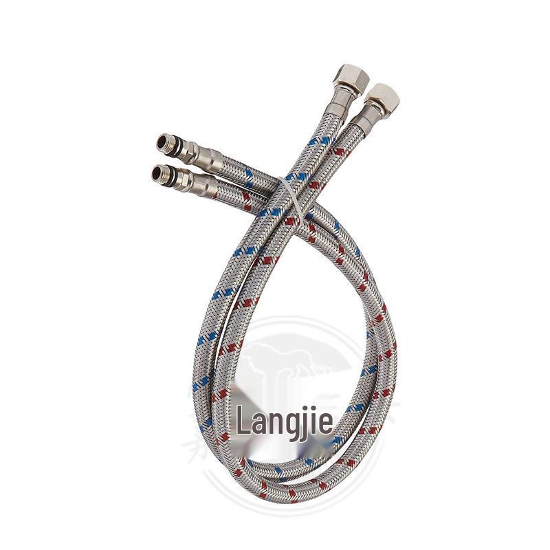 60cm Red & Blue Braided 304 Stainless Steel Water Inlet Hose for Hot/Cold Faucets