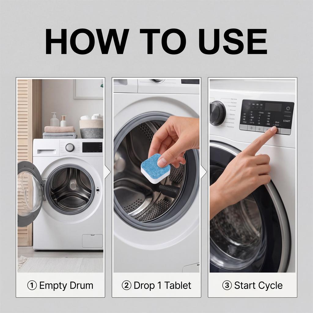 Washing Machine Cleaner Tablets for Deep Cleaning and Deodorizing Removes Residue Limescale and Odors Compatible with All Washing Machines 12 Pieces