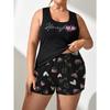 Damen Sommer Pyjamas Übergröße Ärmellose Weste Kurzarm Shorts Lockerer lässiger Homewear-Anzug