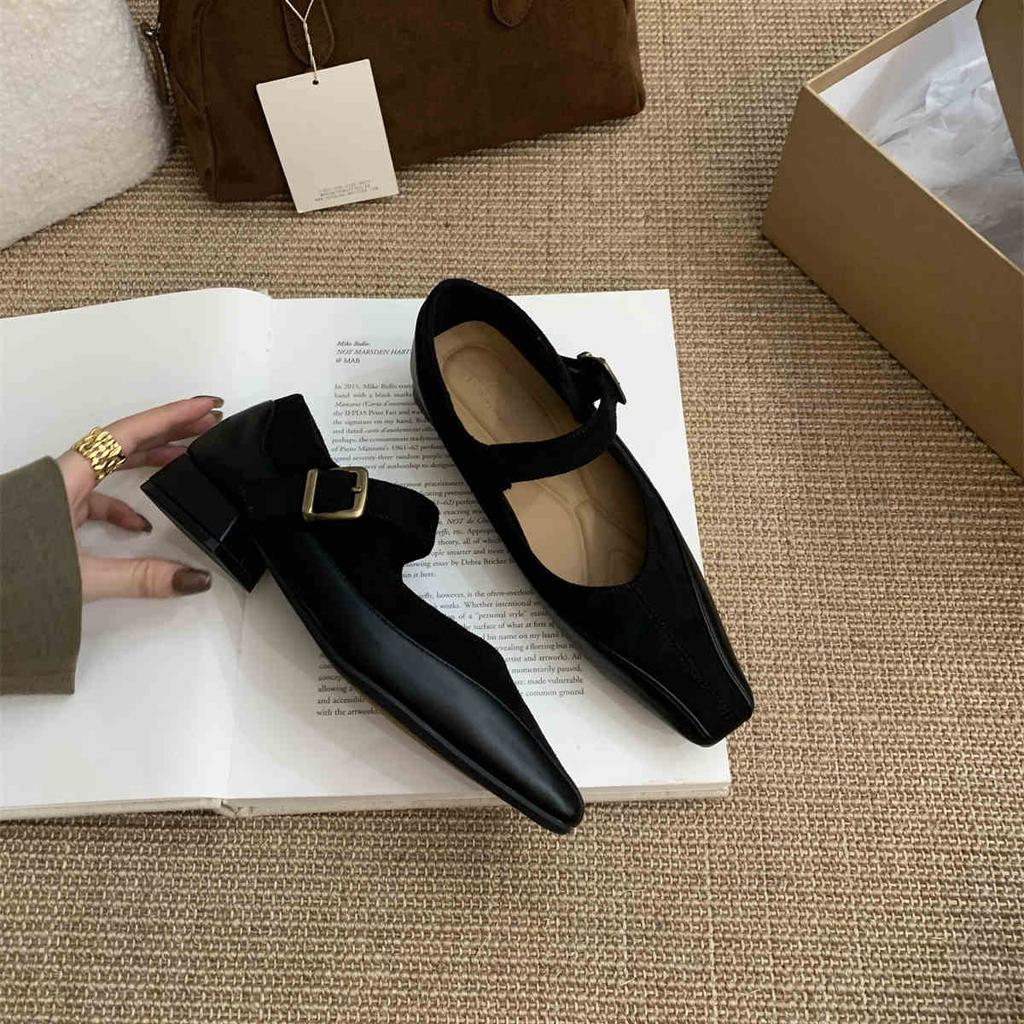 Fashion Retro Comfort Ballet Shoes Female Casual Daily Low Heel Loafers Luxury Buckle Strap Ladies Flats Mary Janes Shoes Party Pumps