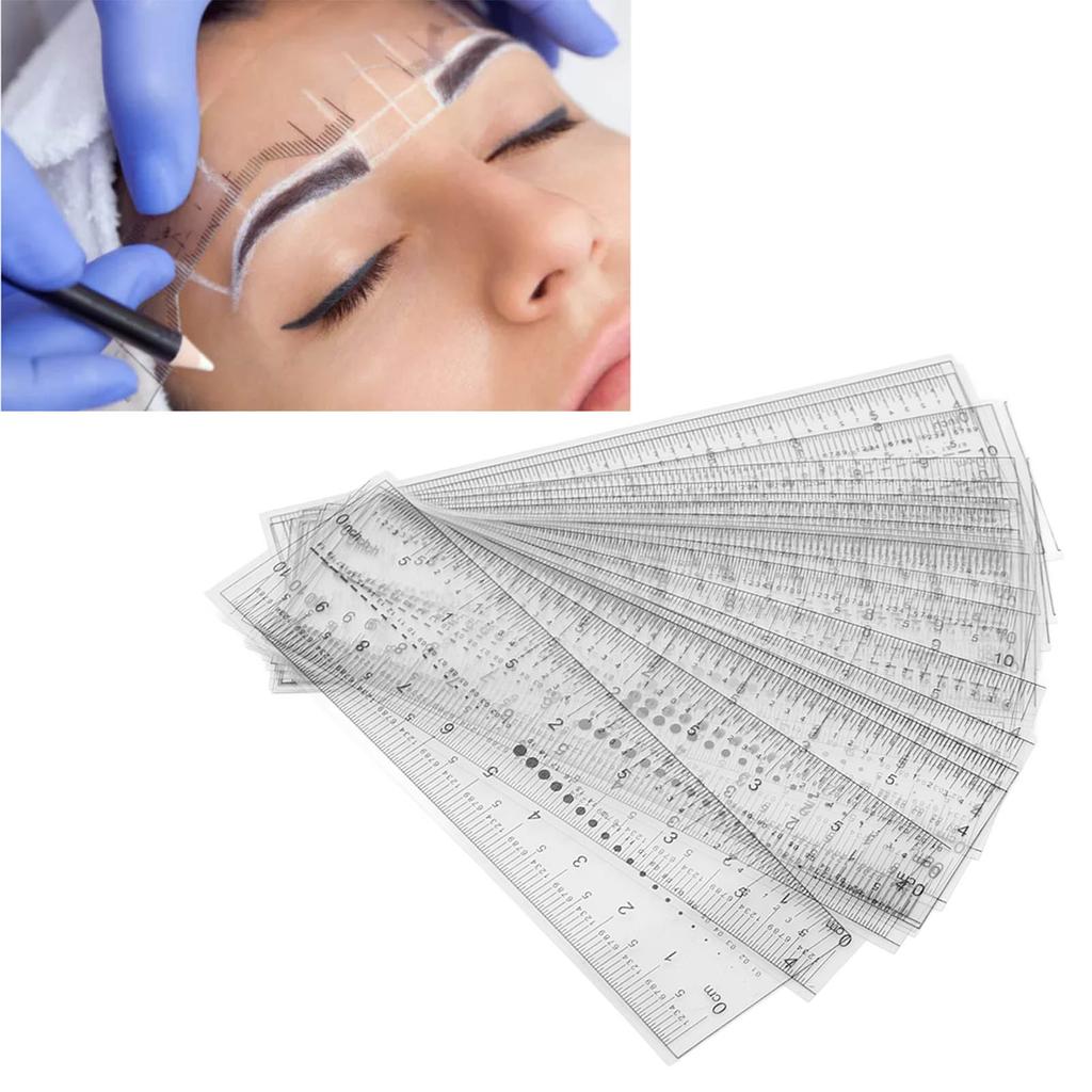 20pcs Eyebrow Template Ruler Measuring Foldable Eyebrow Stencil Microblading Ruler for Home Travel