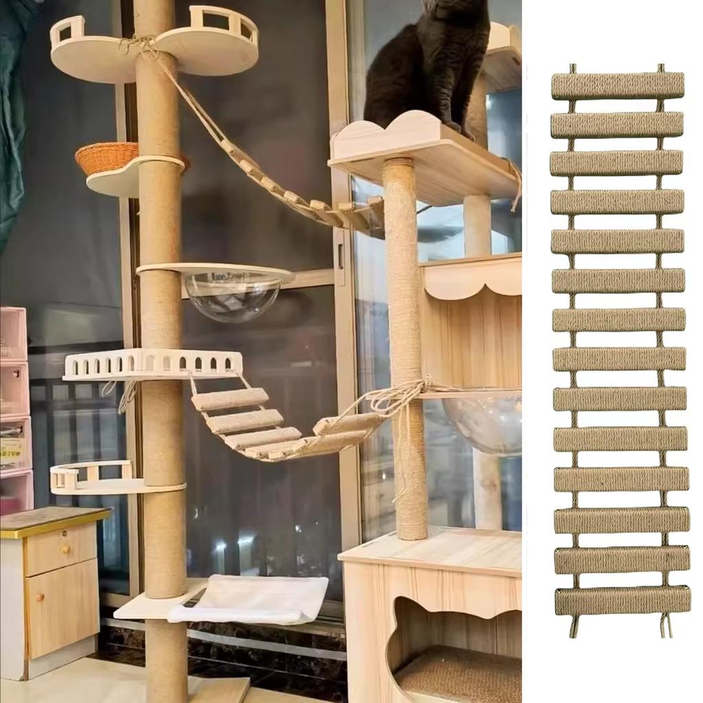 Cat Climbing Shelves Wall-Mounted Cat Tree Tower Sisal Stairs Scratching Post Indoor Cats Gym Catwalk In Sky Accessories Toy