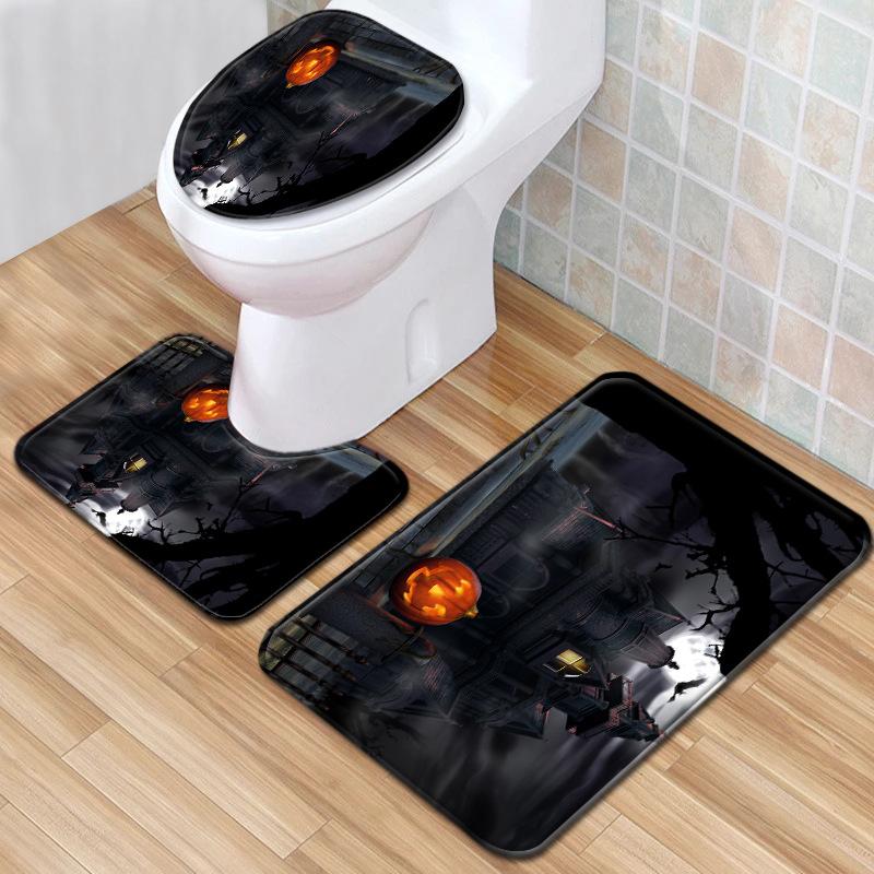 Halloween Bathroom Three-Piece Floor Mat Household Door Mat Bedroom Living Room Carpet