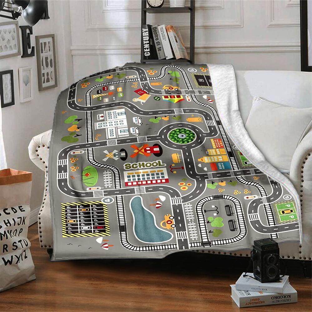 1Pc City Life Adventure Map Blanket Soft And Comfortable Casual Warm Camping Travel Christmas Halloween Xmas Gift M92853