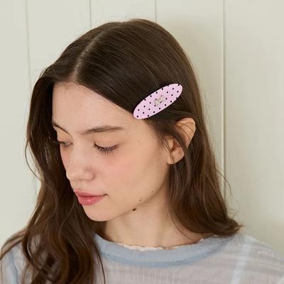 [2EA 1SET] POLKA DOT RIBBON HAIRPIN_PINK