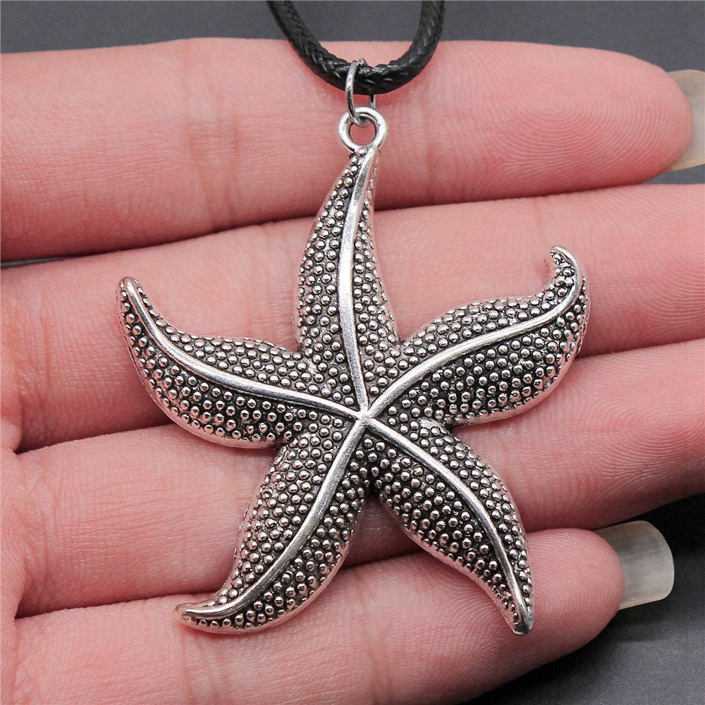 45cm Necklace Leather Chain Big Marine Life Minimalist Jewelry Components QN047