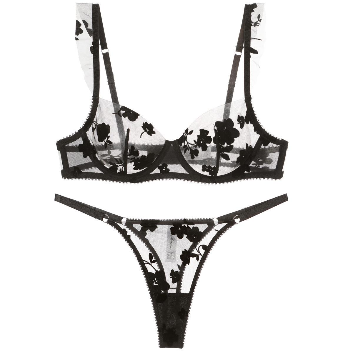 

Сексуальное нижнее белье французский ультратонкий бюстгальтер из вышитого кружева большой груди маленький бюстгальтер с поддержкой и покрытием 75B