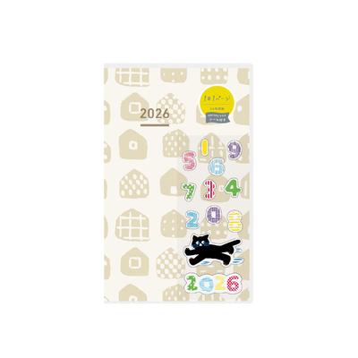 KOKUYO Jibun Techo DAYs Mini 2026 Monthly Daily B6 with Limited Edition January Start Planner, Slim, SOU SOU Stickers, Ivory, Ni-JDM1L2-26,