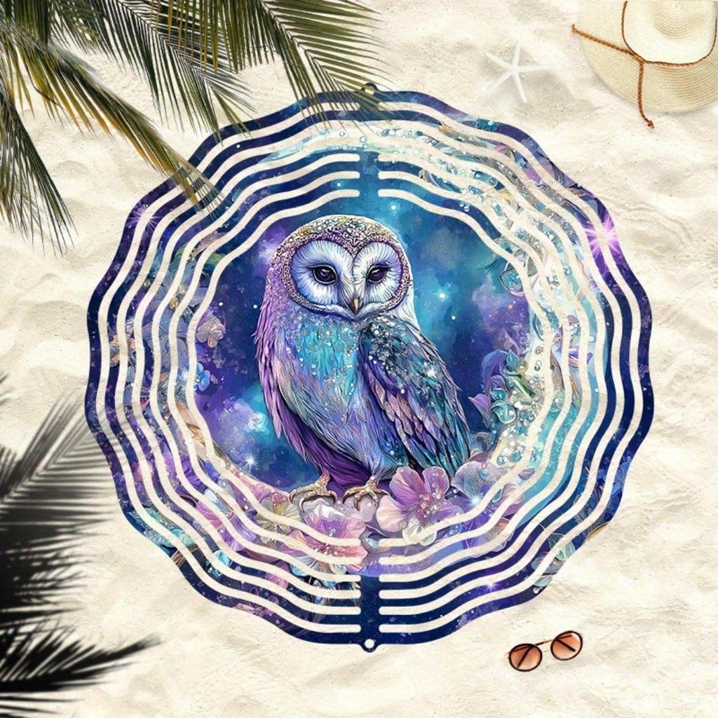 Enchanting Owl Wind Chime for Outdoor Decor Celestial Night Sky Floral Design Perfect for Patio Garden Balcony Holiday