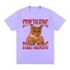 Stop Talking Start Mewing T-Shirt Funny Cute Cat Meme Graphic Short Sleeve T Shirts 100% Cotton Comfort Loose T-shirts Oversized