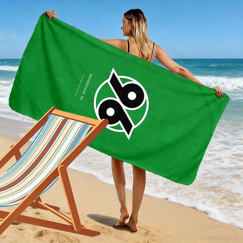 Hannover 96 Baskılı Plaj Havlusu, Plaj Kamp Yüzme İçin Büyük Yumuşak Hızlı Kuruyan Havlu