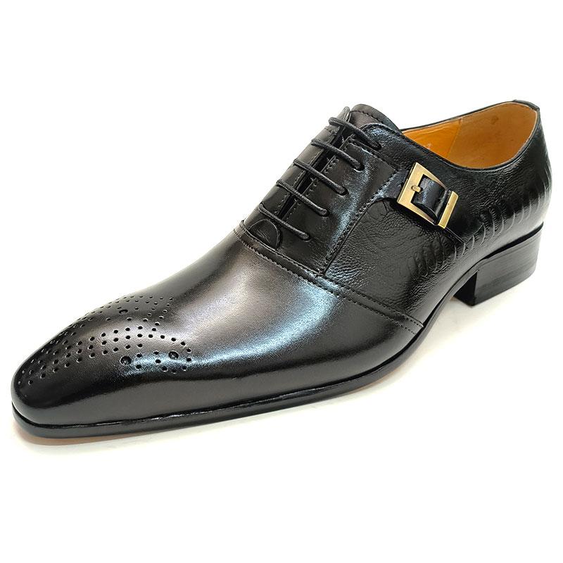 

Fashion Luxury Pure Cowhide Leather Men Formal Shoes Oxford Business Office Male Dress Black Coffee Lace-up Party Wedding Handmade Shoes 50 чёрный