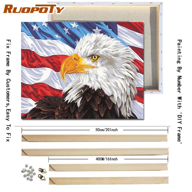 RUOPOTY With DIY Frame Animals DIY Painting By Numbers Acrylic Picture Hand Painted Oil Painting On Canvas For Home Decor Artwork
