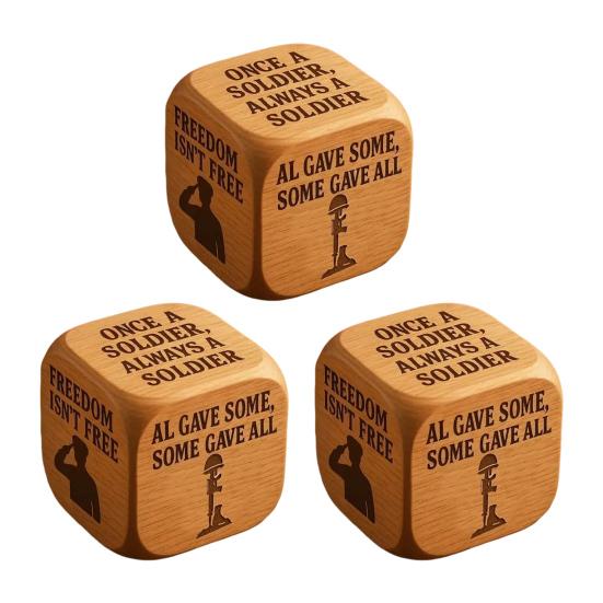 1/2/3Pcs Work Dice Wooden Pray Tribute to Soldiers Dice Six Savage Sayings Goodbye to Work Stress Dice Desk Accessory Coworkers Gag Gifts