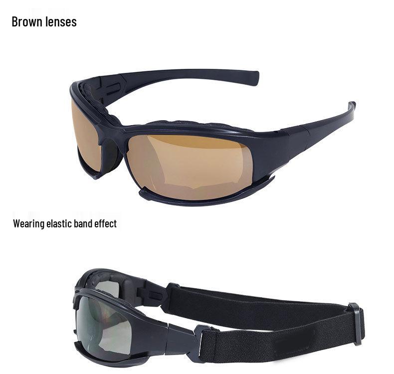 Polarized Tactical Sunglasses Set with Night Vision Goggles (7-Piece) for Shooting and CS Field Use