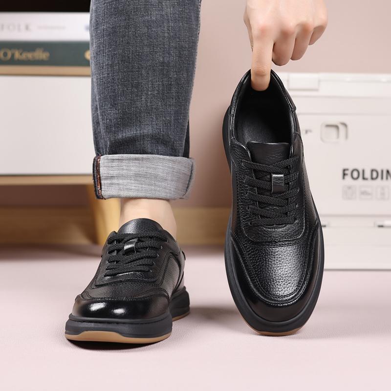 Fashion High End Brand Men's Genuine Leather Shoes Thick Soled Wear-resistant Office Business Casual Shoes Lace Up Men's Sports Shoes