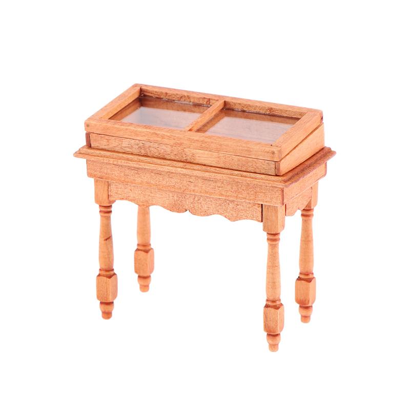 1:12 Dollhouse Miniature Counter Clamshell Jewelry Display Cabinet Showcase Storage Cabinet Furniture Doll House Decor Toy