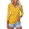 Top Casual da Donna Moda Sexy Comodo Scollo a V Maculato Manica a Tre Quarti