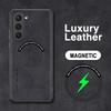 Magnetisch Für Magsafe Lederhülle Für Samsung Galaxy S23 S22 Ultra S21 FE S25 S24 Ultra Luxus Kabelloses Laden Stoßfeste Hülle