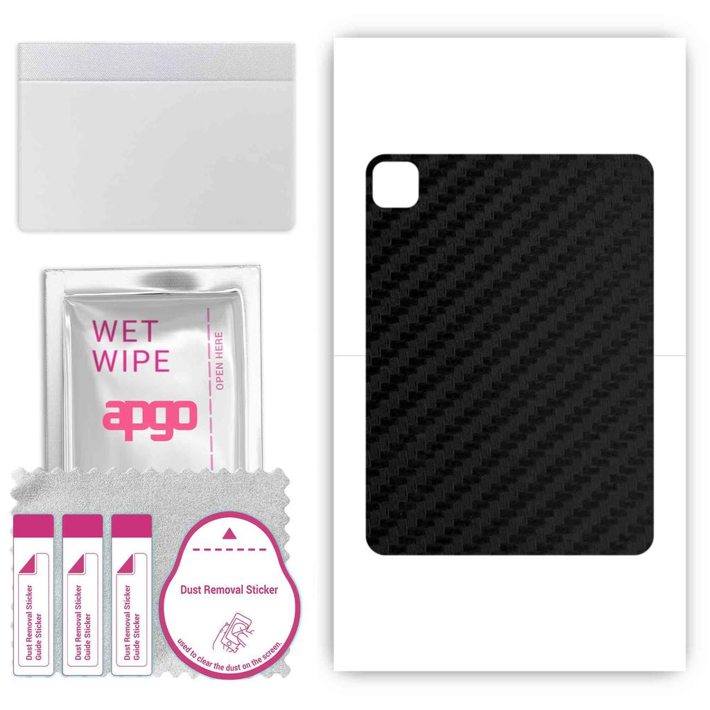 apgo Protective Skin Sticker for the Back Compatible with Apple iPad Pro 11 (2020), Wrap Film, Foil, Vinyl - Pattern Carbon Black