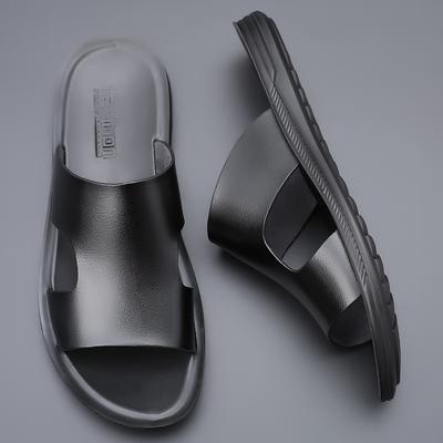 Nouvelles Chaussures Homme Plates Été Décontractées Sandales d'Extérieur Plage Travail Pantoufles Cuir Souple Tongs