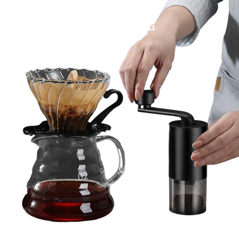 Manual Pour Over Coffee Maker Set with Hand Grinder and Filter Cup