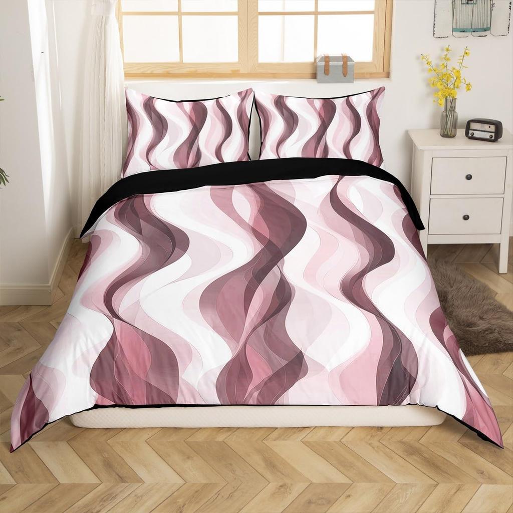 Boho Abstract Striped Duvet Cover Full Queen Size Minimalist Modern Geometric Bedding Set Mid Century Aesthetics Comforter Cover