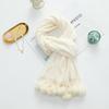 Girls Cute Imitation Cashmere Scarf Women's Winter Warm Solid Color Big Rabbit Fur Ball New Scarf Shawl