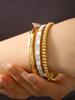 Fashion Simple Stainless Steel 18K Gold Plated Geometric Patterns, Beaded And Set Zirconia Bracelet, Women'S Jewellery Bracelet