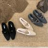 New winter fashion small pointed bow short thick heel velvet warm princess women's single shoes
