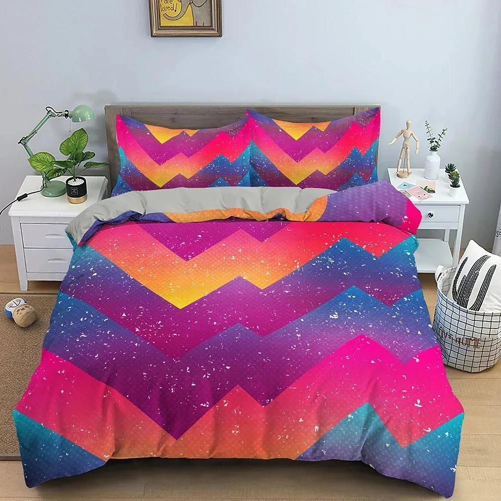 Top Geometry Duvet Cover Colorful Pattern Bedding Set For Bedroom 3D Print Comforter Quilt Covers Useuau Single Double Size