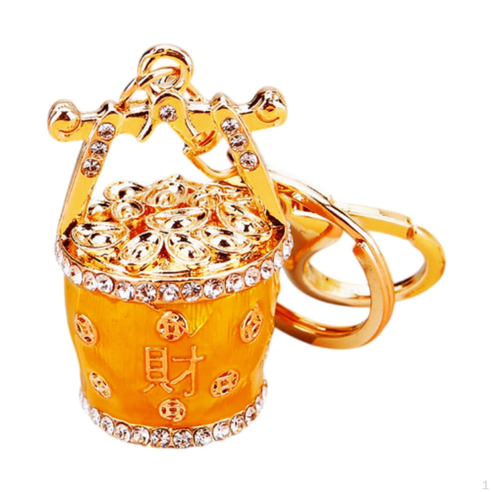 

Feng Shui Bucket Keychain, Decorative, Bag Accessories, Wealth, , Yuan Bao Amulet Keychain Year жёлтый