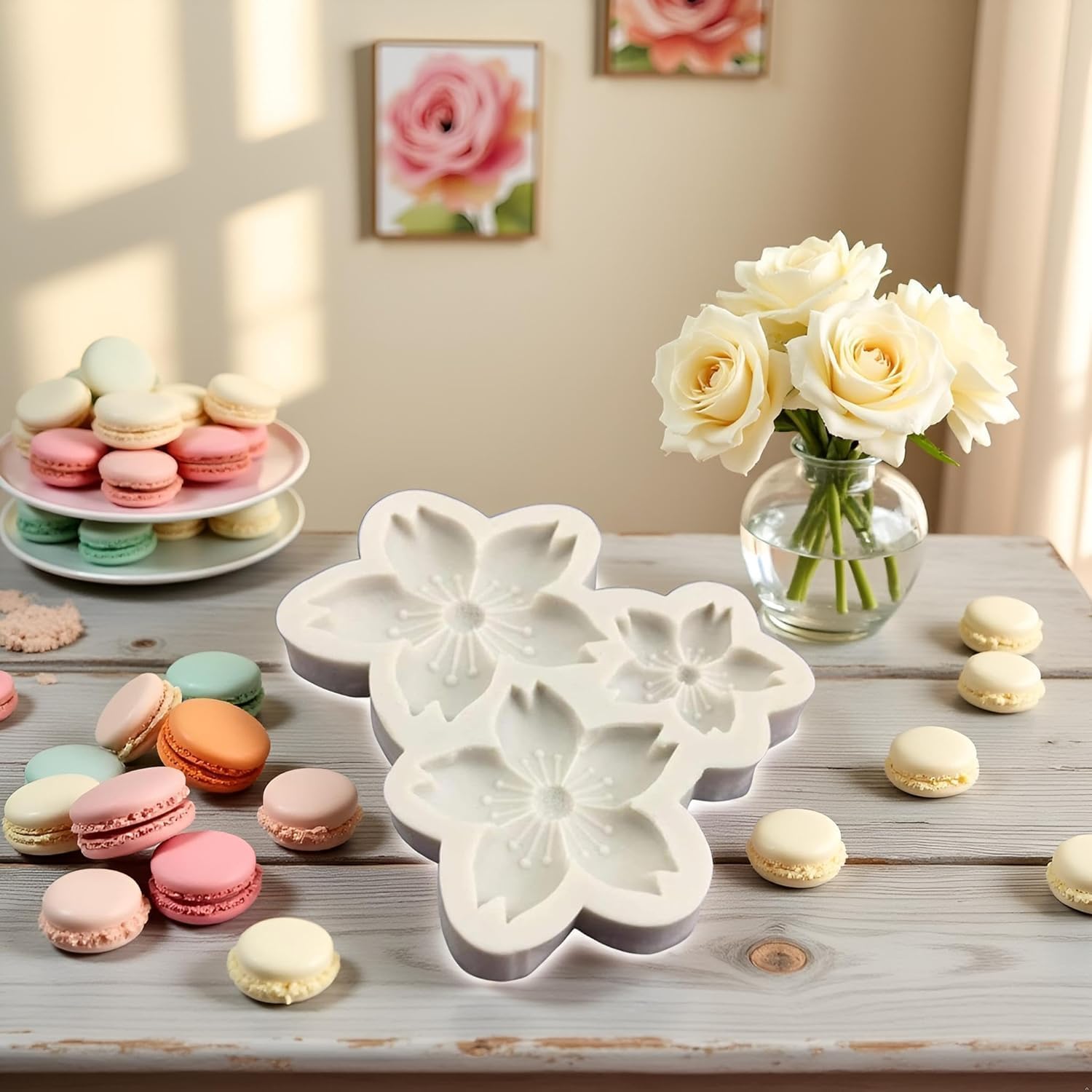 Gray 3D Flower Silicone Molds Cherry Blossoms Fondant Craft Cake Candy Chocolate Mold Sugarcraft Pastry Kitchen Baking Moulds Silicone Fondant