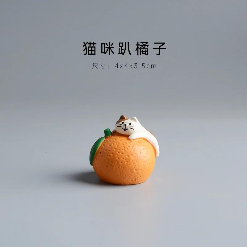 ZAKKA Miniatures Cat Panda Home Decor Crafts Cute Orange Figurines Resin Handicraft Desktop Ornaments Car Interior Accessories