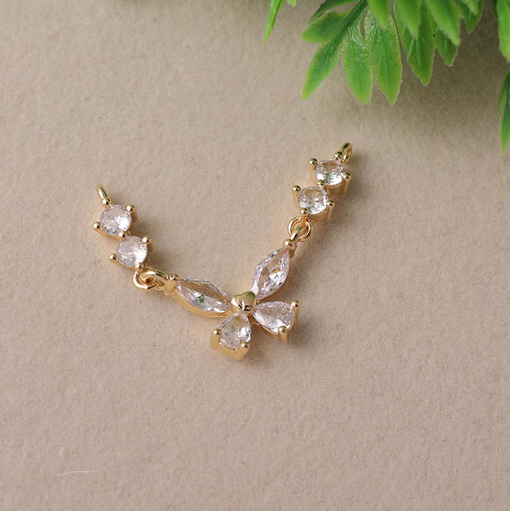 Двухцветный золотой и серебряный браслет-подвеска с бабочкой и стразами