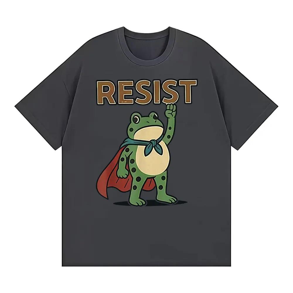 Funny Resist Portland Frog Protest Against Classic T Shirt Unisex Humor Loose Oversized T-shirt Men Summer Tops T-shirts