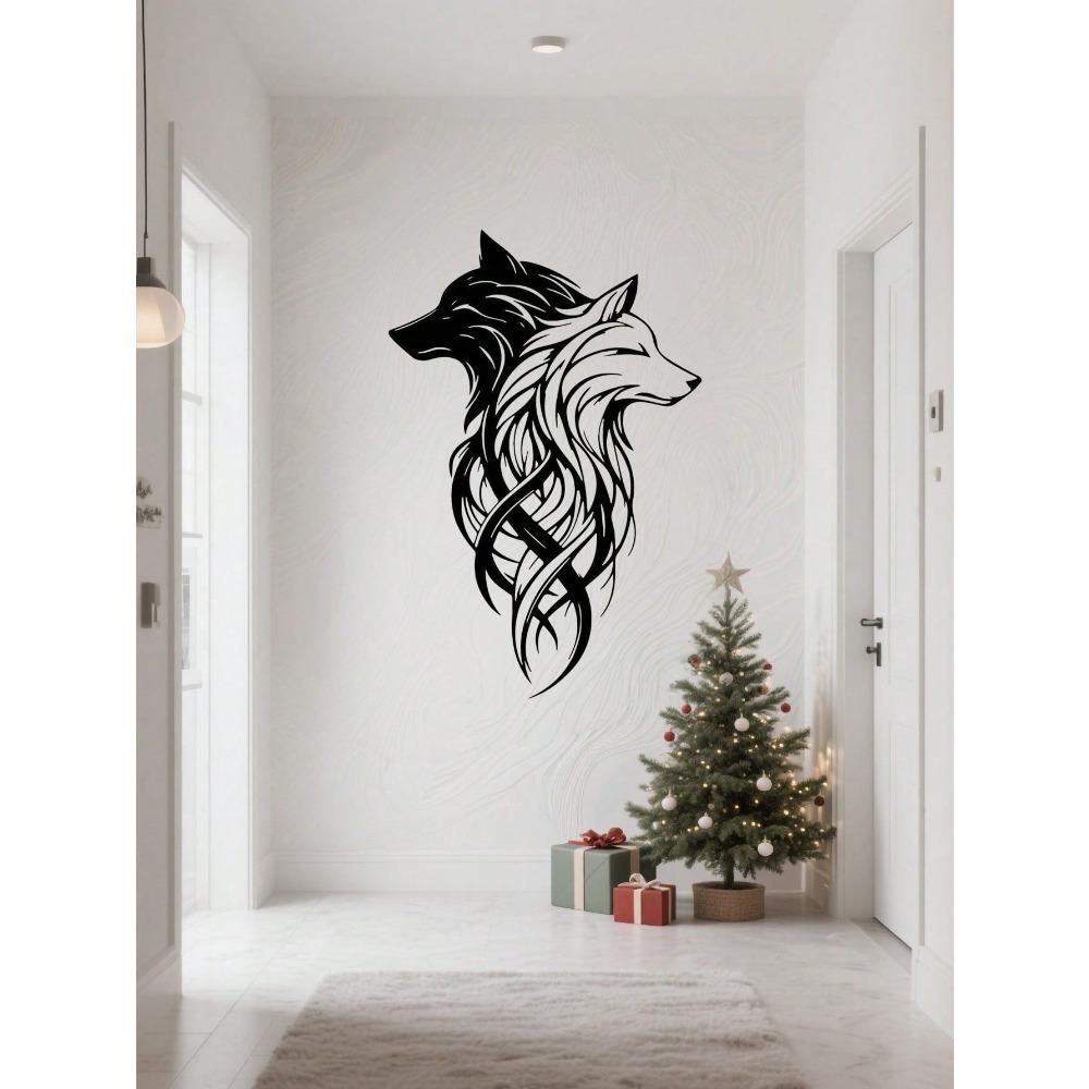 Howling Wolf Metal Wall Art Black White Animal Decor Home Office Cabin Gift