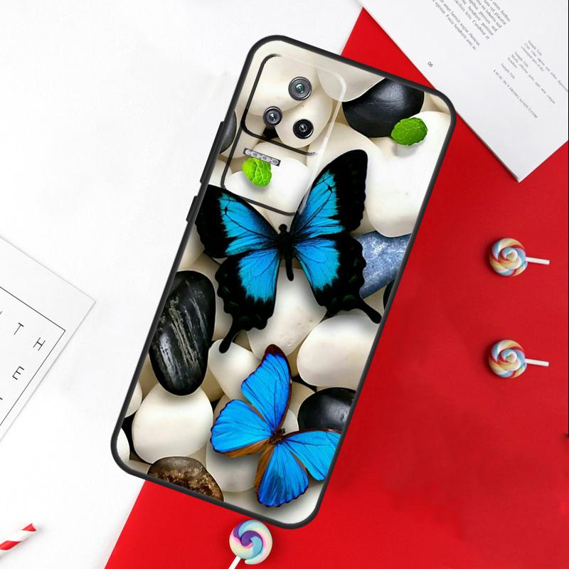 Luxury Blue Butterfly Butterflies Cover For Xiaomi 13T 11T 12T 14T Pro 13 14 15 Ultra POCO X7 Pro X3 X5 X6 F5 F6 M6 Pro Case