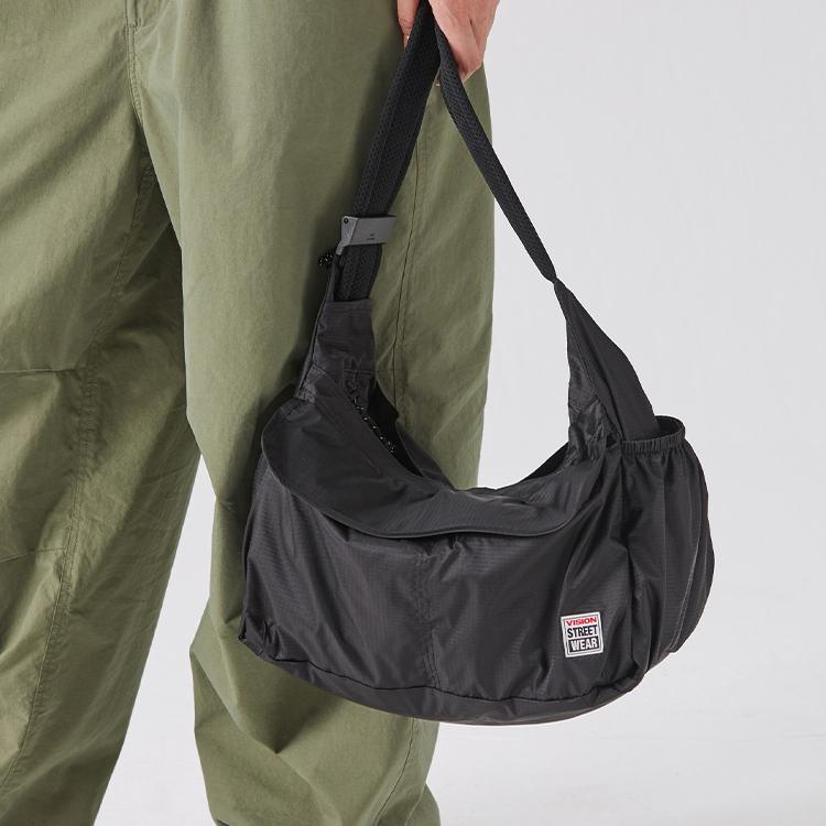New Vision Street Wear Nylon Shoulder Bag Regular Unisex Black/Purple V241NS9008