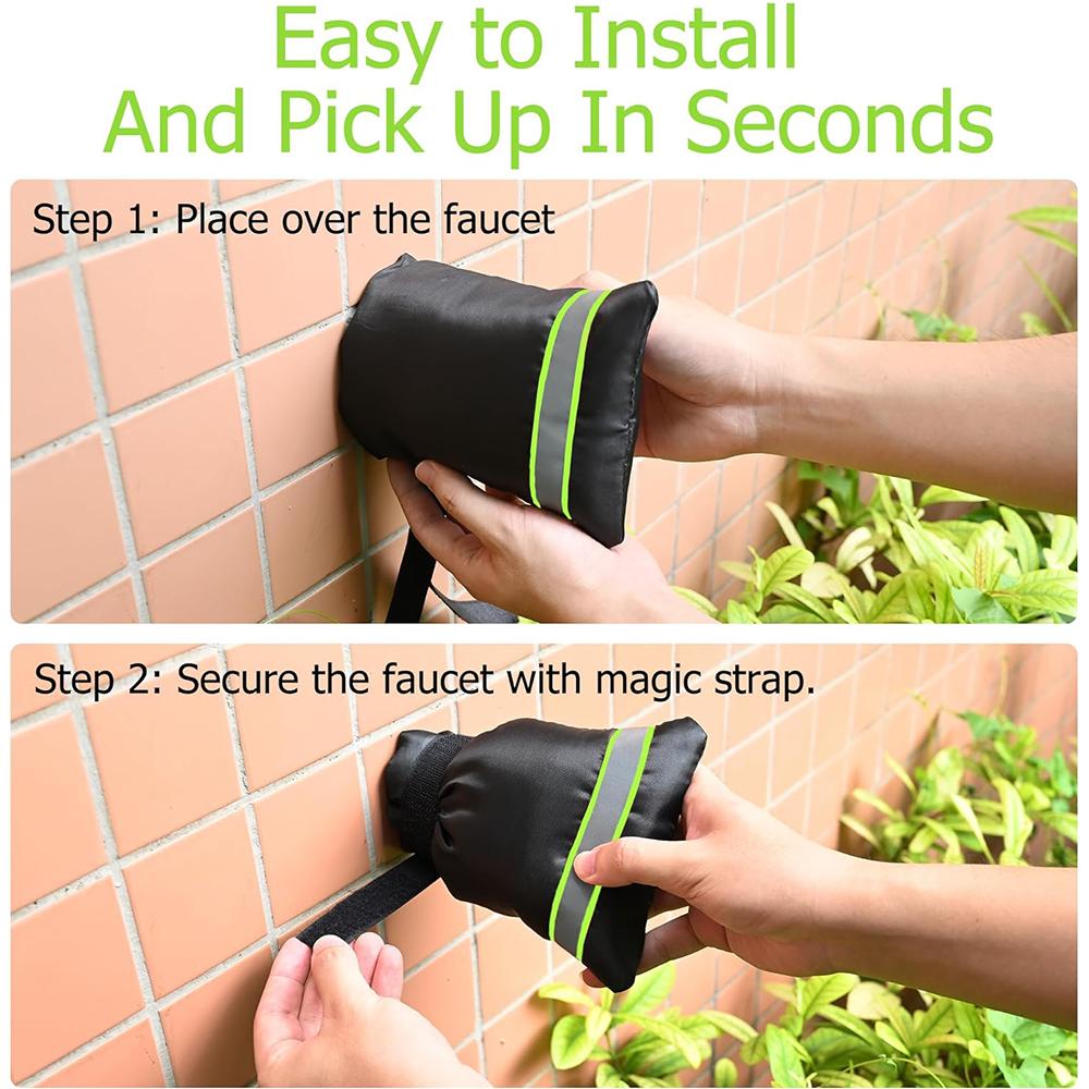4Pcs Reusable Waterproof Outdoor Faucet Covers With Green Reflective Strip