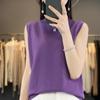 Women Tank 100% Wool Sleeveless MODERN NEW SAGA Spring Autumn T-shirt Turtleneck Knit Wool Top Soft Basic Vest Female