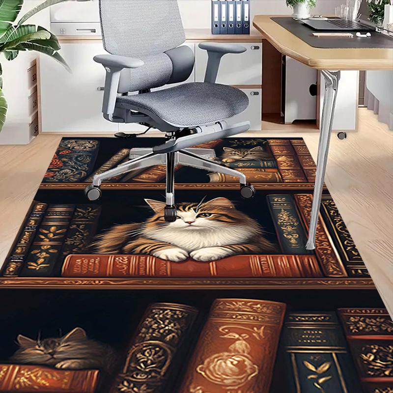 1PC bookshelf, cats Extra Large Non Slip Floor carpet, Office, family, bedroom, Studio   Large Area Rug Indoor Rugs, , Vibrant Colors