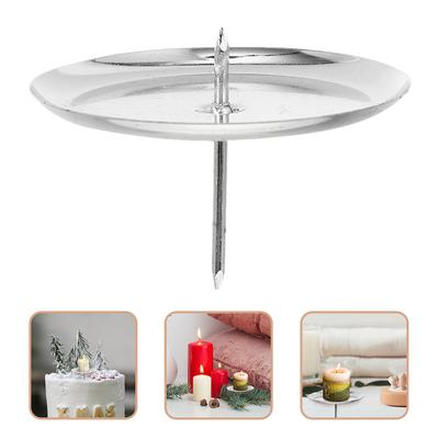 20 Pcs Holder Ornament Modern Candlestick Holders Table Base Decor Home Decorative Iron for Butter Lamp Round