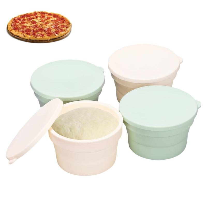 Ungiftiger faltbarer Gärkorb für Brot und Pizza mit Deckel für gesundes Backen und kompakte Küchenaufbewahrung