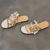 Fashion Sweet Flower Decoration Slippers Women Fashion Narrow Band Round Toe Designer Shoes Summer Open Toe Beach Sandals Zapatos Mujer