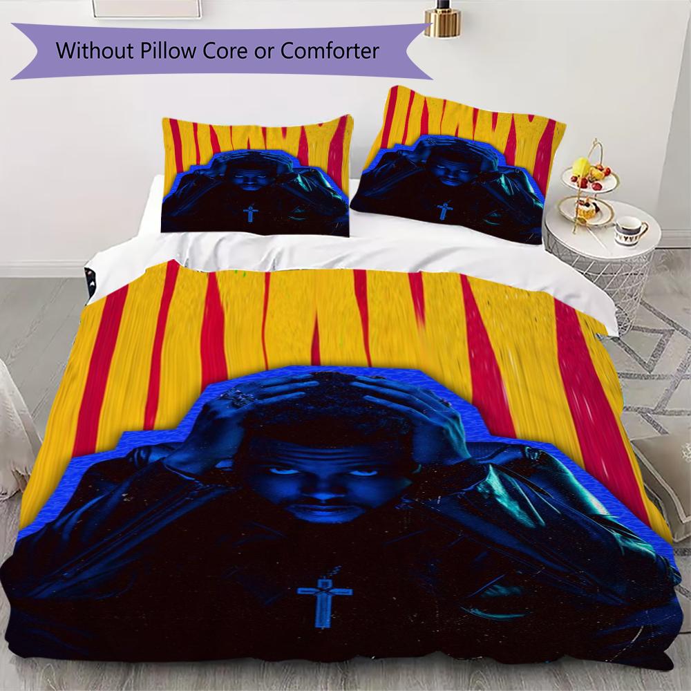 The Weeknd Pattern Bedding Uilt Set Uilt Cover Pillowcase Home Decoration Birthday Gift (1 * Duvet Cover + 2 * Pillowcase Without Core)