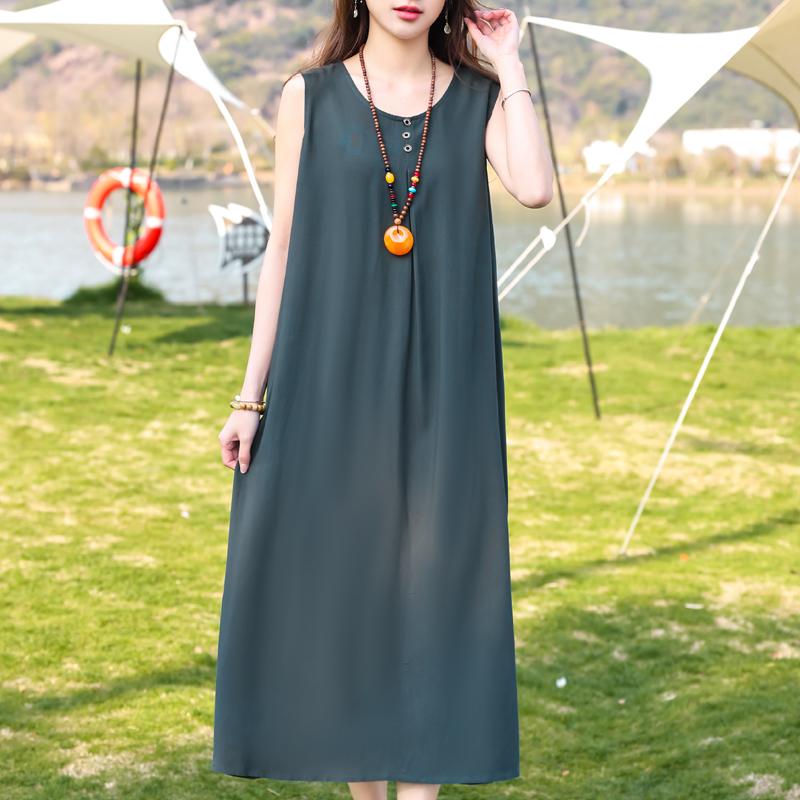 Plus Size Women's Elegant Dresses Loose Summer Sleeveless Dress Female Vintage Clothes
